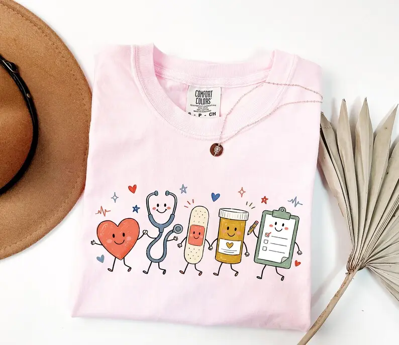 Comfort Colors Pediatric Nurse Shirt, Cute Ocean Nurse Graphic Tee, Peds RN T-Shirt, Pediatric Healthcare Gift, Children's Hospital Nurse Top