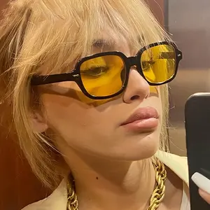Vintage Square Sunglasses Woman Fashion Retro Sun Glasses Female Yellow Mirror Eyewear Brand Designer Gradient Oculos De Sol
