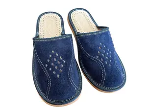 Men's Genuine Leather Slippers, Traditional Polish Men's Leather Slippers, Handmade Leather Slippers, Closed Toe Slippers, Home Shoes