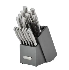 Farberware EdgeKeeper Professional 17-Piece Stainless Steel Knife Set Block Built-in Knife Sharpener