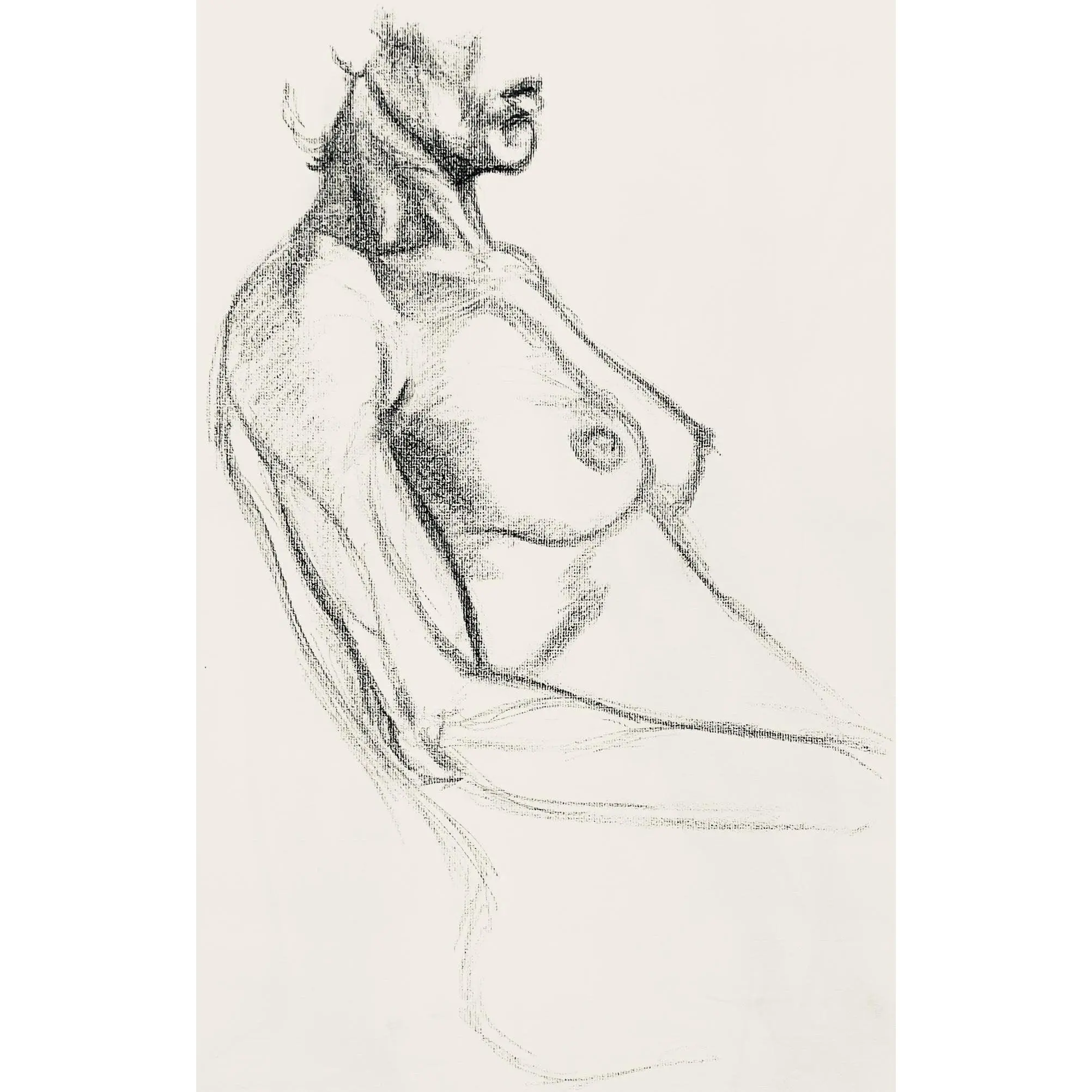 Ian Hornak, Renaissance Female Nude Figure Study, 1963, Original Drawing