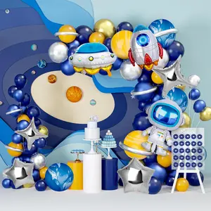 120PCS Space Party Balloon Garland, Universe Space Planets Party Decorations Kit UFO Rocket Astronaut Latex Balloons for Boys Kids