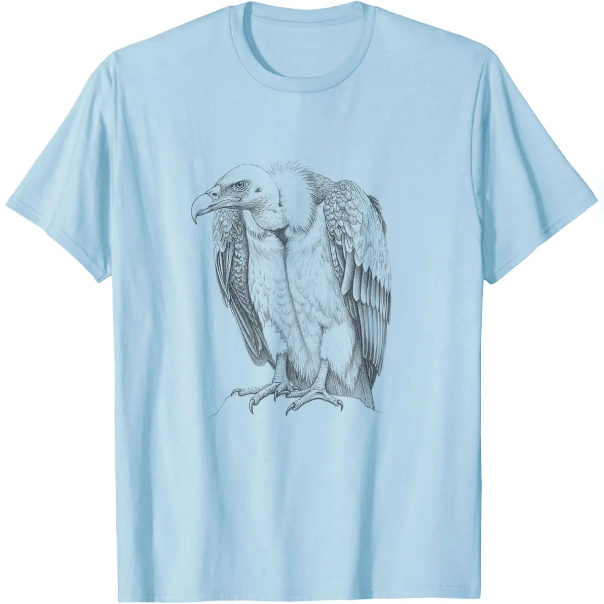 Men's Vintage Vulture Print Short-Sleeve Streetwear T-Shirt - Menswear High-Quality Cotton Round Neck Relaxed Fit Reinforced Stitching Breathable Top, Casual Everyday Wear