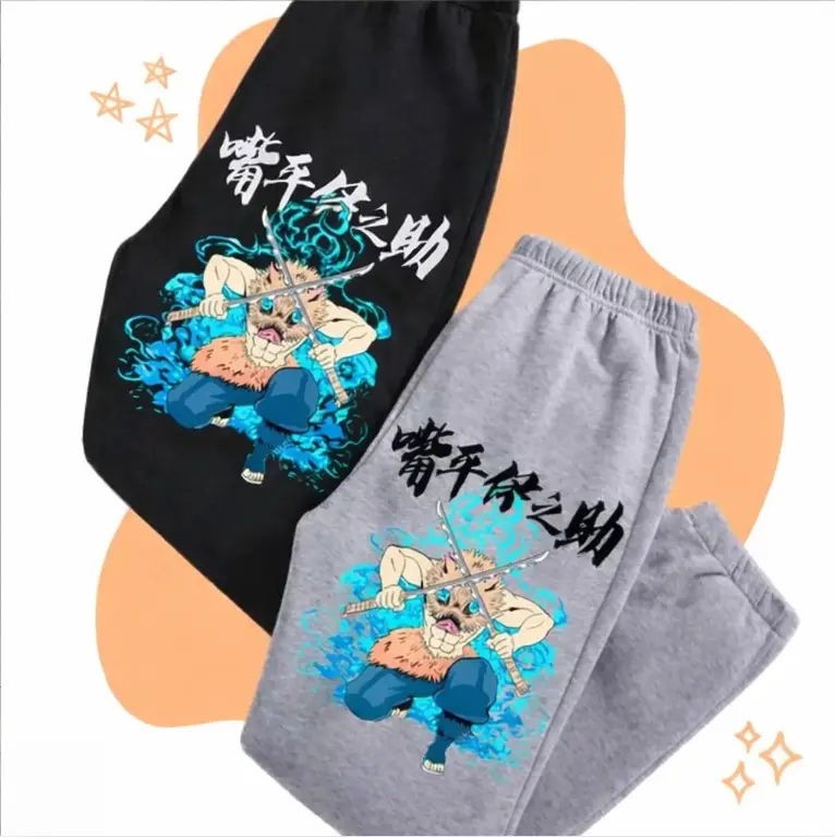 Inosuke Anime Sweatpants Unisex - Demon Slayer Trendy Streetwear for Men & Women - Comfortable Casual Wear, Cotton Graphic Casual Sweatpants
