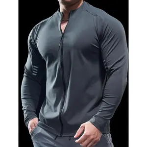 Men's Sporty Zipper Jacket, Athletic Jackets, Full-Zip Design for Easy Wear, Elastic Breathable Fabric, Ideal for Gym & Running, All Seasons