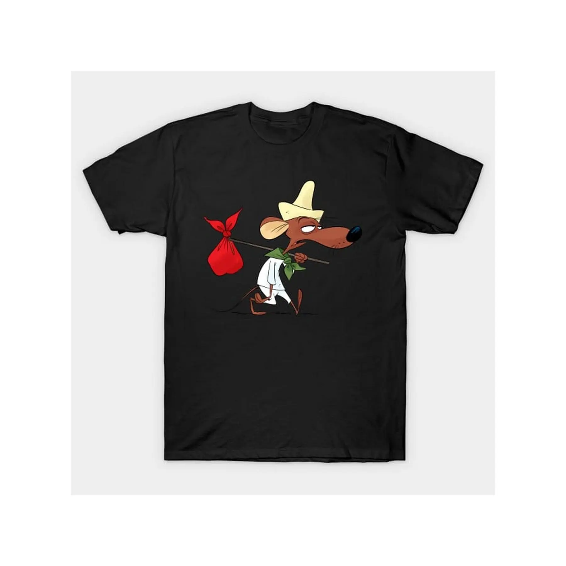 Men's Slow Poke Rodriguez Pattern T-Shirt - 100% Cotton, Black, Cartoon Dog Design, Casual Comfort Fit, Perfect for Casual Wear