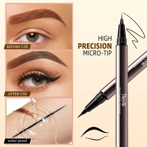 The You Long Wear Waterproof Dual Liquid Eyeliner, Weightless Quick-Dry Creamy Texture, 24-Hour Wear Vegan Eye Makeup, Single Item, Long Wear Waterproof Eyeliner