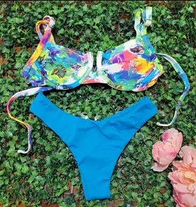 Fishes jellyfish thong bikini set