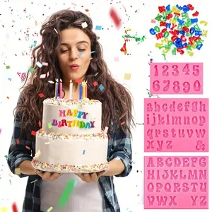 DIY Fondant Cake Decorating Chocolate Mold Silicone Biscuit Mold 3D Mini Alphabet Numerals Upper Lower Case Letters Kitchen Handmade Candy Jelly Pudding Mold Clay Mold Baking Tools