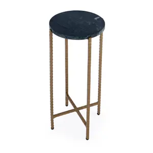 Nigella Marble and Cross Legs Side Table in Green 5245475