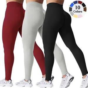 High Waisted Tummy Control Seamless Gym Yoga Pants Scrunch Butt Lifting Leggings for Women Workout Sports Skinny Pants with High Waist Support and Butt Lifting Design 10 Colors