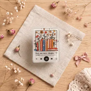 Cute 2D Acrylic Bookshelf Phone Grip, Aesthetic Reading Phone Stand Holder for Smartphones, Literary Inspired Expandable Grip