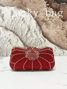 1 high-end luxury red rhinestone sparkling dinner bag, crossbody clutch, women's exclusive dinner handbag, suitable for formal occasions such as dinners, weddings, and parties, can be used as a Valentine's Day gift