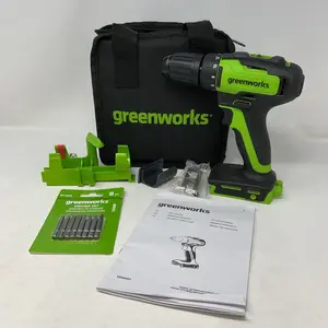 GreenWorks DDG401 Brushless 24V Cordless Drill/Driver with High-Speed Motor, Efficient Fastening, Carrying Bag, Drill Bits & Belt Clip for Convenient Portability