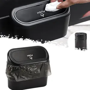 DIBMS Car Trash Can with Lid, Mini Auto Dustbin Garbage Organizer with 30 Pcs Plastic Trash Bag, Automotive Garbage Container Bin for Vehicle, Home, Office,car trash can,car garbage can