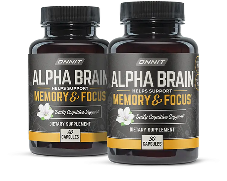 ONNIT Alpha Brain - 2 x 30ct (One Month Supply) - Premium Nootropic Brain Supplement for Men & Women - Caffeine-Free Focus Capsules for Concentration