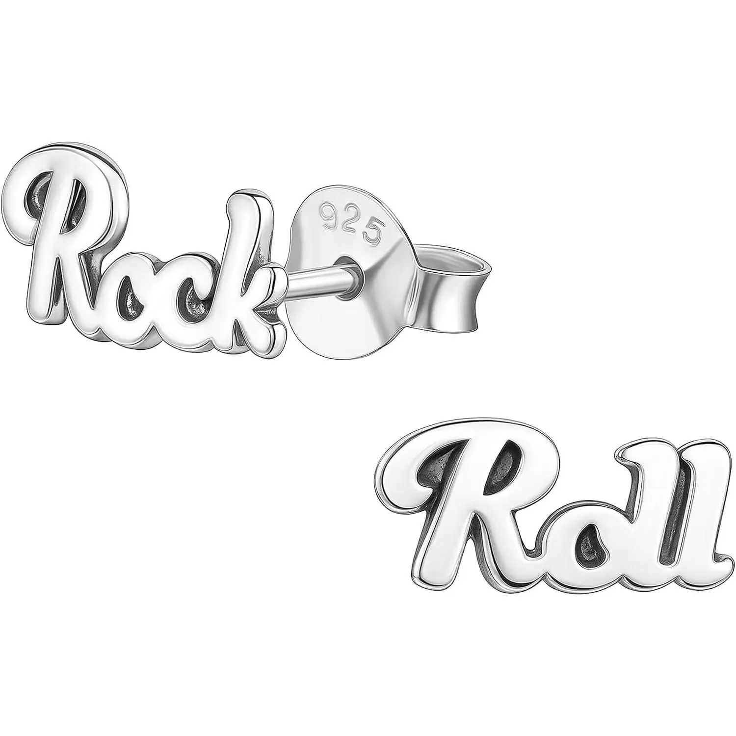 925 Sterling Silver Rock and Roll Stud Earrings, Music Punk-Themed Ultra-Tiny Ear Stack Jewelry