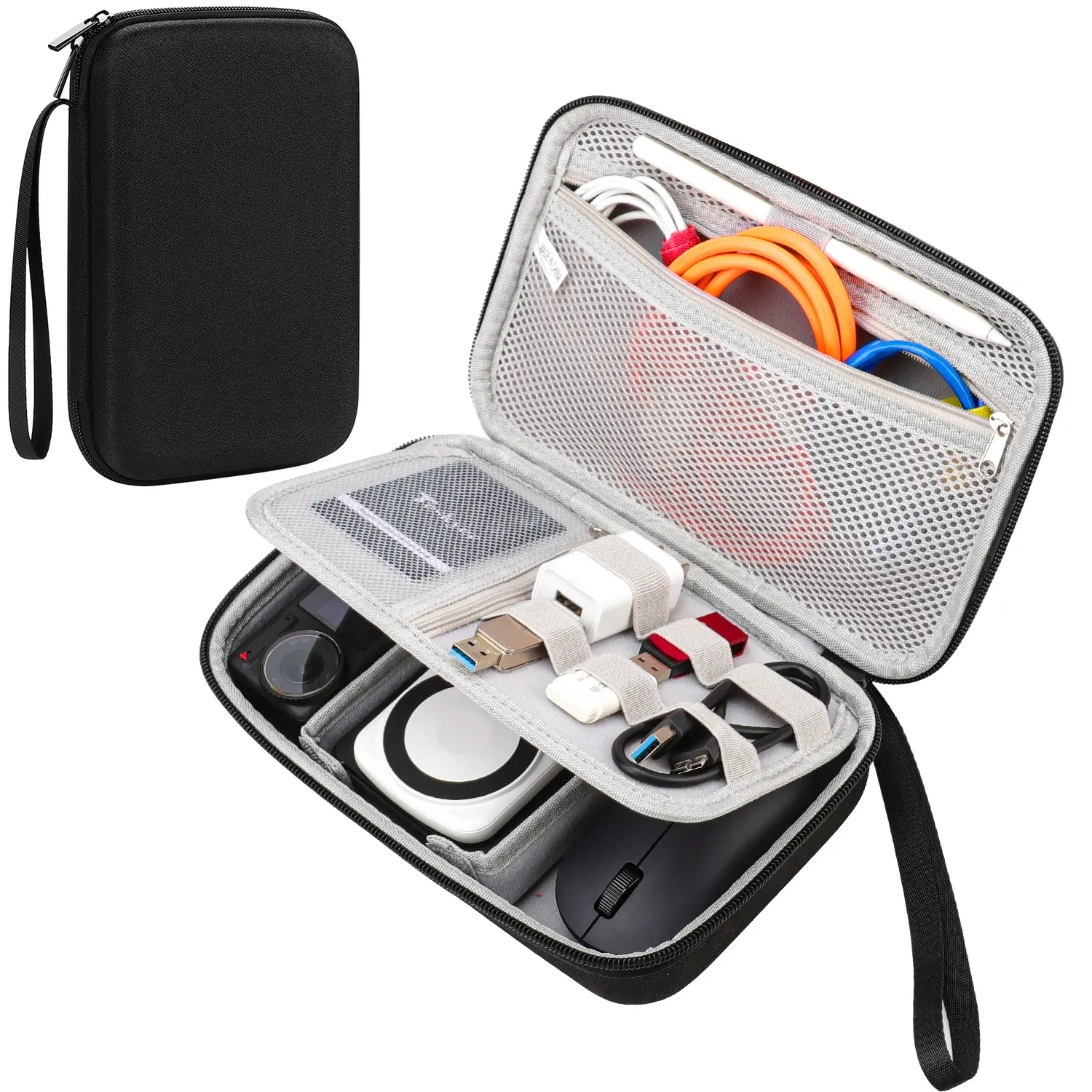 Hard Travel Cable Organizer Pouch, Travel Organization Pouch, Travel Pouches, Travel Accessory, Electronic Accessories Carry Case Portable Waterproof Double Layers Storage Bag for MacBook Power Adapter Chargers Cables Power Bank Magic Mouse SD Card