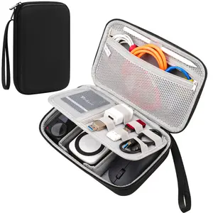 Hard Travel Cable Organizer Pouch Electronic Accessories Carry Case Travel Organization Pouch Portable Waterproof Double Layers All-in-One Storage Bag for MacBook Power Adapter Chargers Cables Power Bank Magic Mouse Apple Pencil USB Flash Disk SD Card