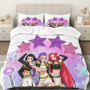 3PCS Duvet Cover Set, 1 Duvet+2 Pillowcases(Without filler), Pop Star Glitter Music Dance  theme, New Year bedding set, Colorful Stylish Bedroom Suitable for decoration Bedroom Dorm Living Room Lounge