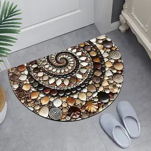 2D Illusion Pebble Print Floor Mat, Non-Slip Semi-Circle Indoor Outdoor Rugs, Home Bath Doormat for Living Room, Bathroom Decor,summervibes