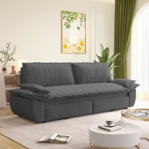 3-in-1 Convertible Sofa Bed, 73.2" Queen Pull Out Sleeper Couch, Multi-Functional Corduroy Loveseat Bed for Small Spaces