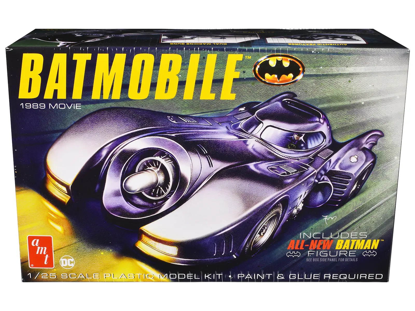 Skill 2 Batmobile with Seated Batman Figure "Batman" (1989) Movie 1/25 Plastic Model Kit by AMT