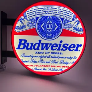 Budweiser Beer Pub Style Dual Side Light Up Sign - King of Beers Illuminated Emblem for Bars & Restaurants