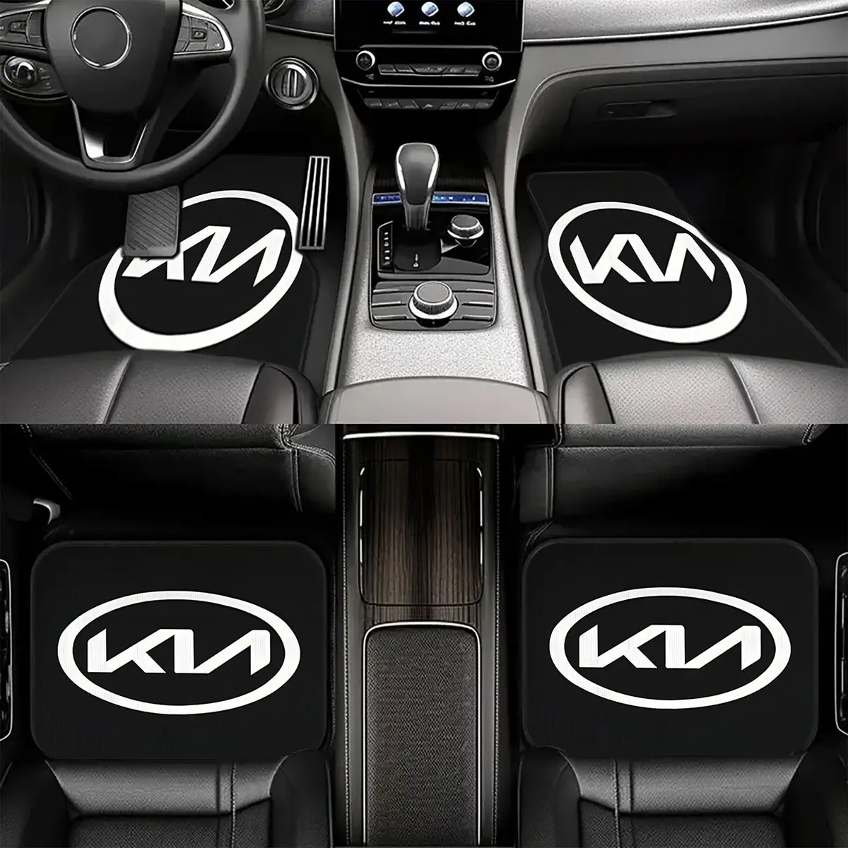 A Set of Four Crystal Velvet Car Mats Featuring The for KIA Logo, Durable And Easy to Clean, Suitable for Machine Or Hand Washing, Compatible with Sedans, Suvs, And Other Vehicle Types, Car Accessory, Automotive Floor Mats