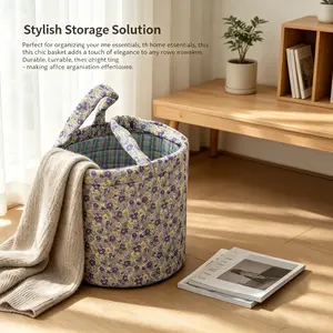 Say goodbye to desktop clutter! This purple daisy floral round storage basket can hold all your stuff—who doesn’t love a soft, daisy-patterned storage bucket?