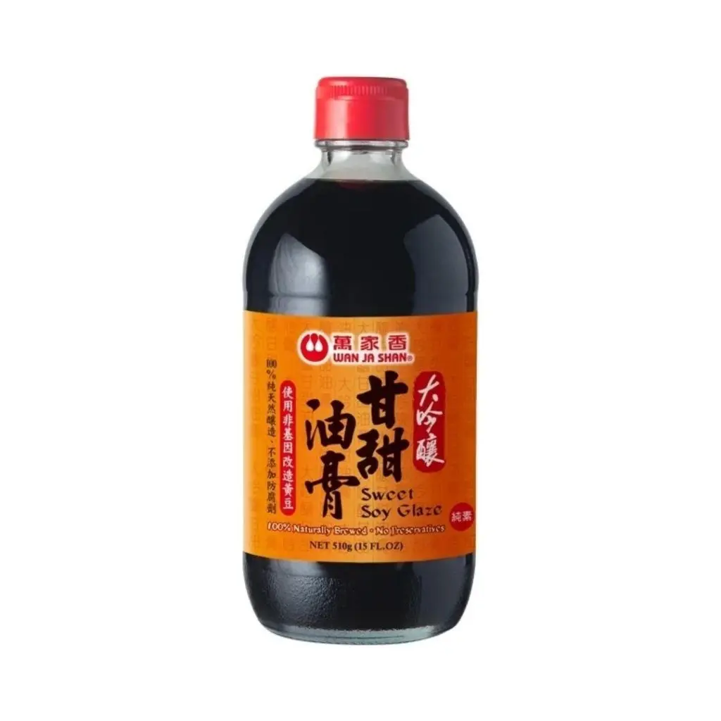 Wan Ja Shan Wheat-Based Sweet Soy Glaze Sauce - 510ml, Ambient Temp, High Sodium, Mild Caramel-Like Sweetness, Invert Sugar Syrup (Sucrose), Grain Vinegar, Versatile for Dips & Cooking (Contains Wheat), No