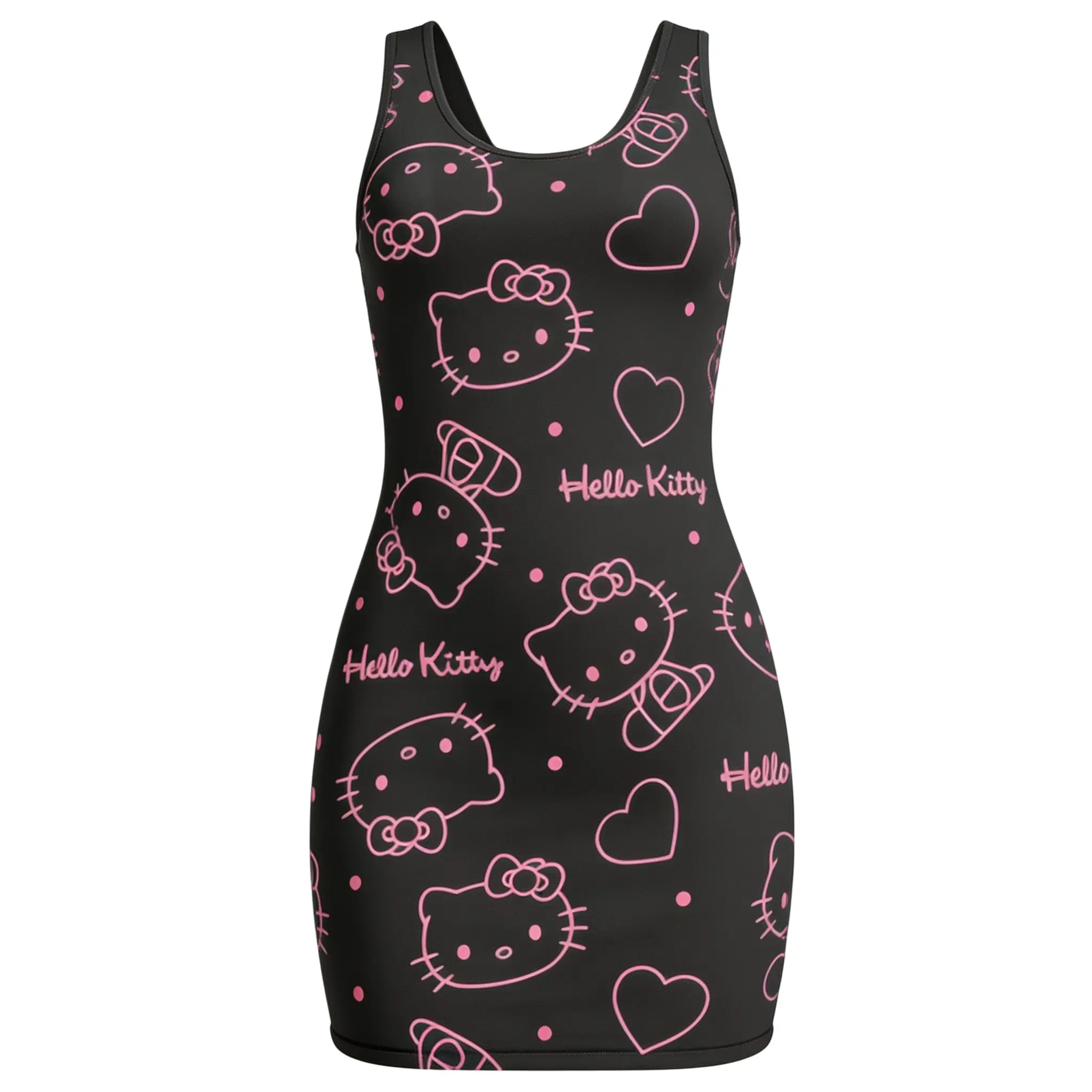 hello kitty bodycon dress Sanrio Hello Kitty Short-Sleeve Bodycon Dress Soft Comfortable Fabric for  Casual Outings Themed Events Perfect for Hello Kitty Fans