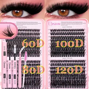 Mixed Length False Eyelashes with Bond and Seal & Remover & Tweezers, Natural Eyelash Extensions, Faux Clusters Lash for Eyelash Enhancements, Lashes Glue Extension, Individual Eyelash, Lashes Clusters, Cosmetic, Flawless Makeup Lightweight