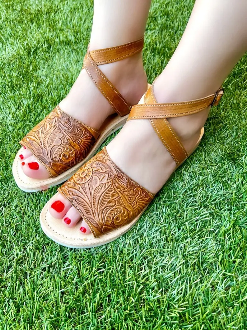Brown Mexican Huaraches, Women Mexican Huaraches, Leather huarache sandals