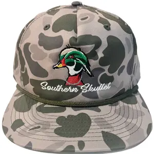 Southern Skullet Green Wood Duck Old School Camo Hat with Embroidered Logo and Adjustable Strap