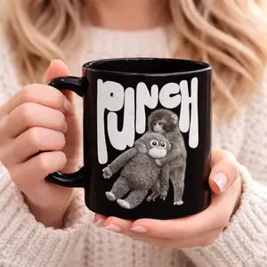 [SALE UP TO 50% + FREE SHIP] Punch Mug, Funny Monkey Mug, Black Coffee Mug, Retro Animal Cup, Funny Gift for Coworker