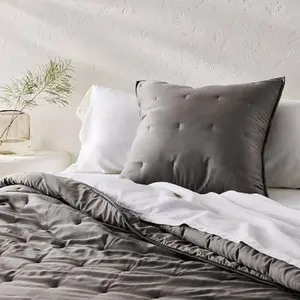 Euro Rayon from Bamboo Quilt Pillow Sham Dark Gray - Casaluna Euro Rayon from Bamboo Quilt Pillow Sham Dark Gray - Casaluna