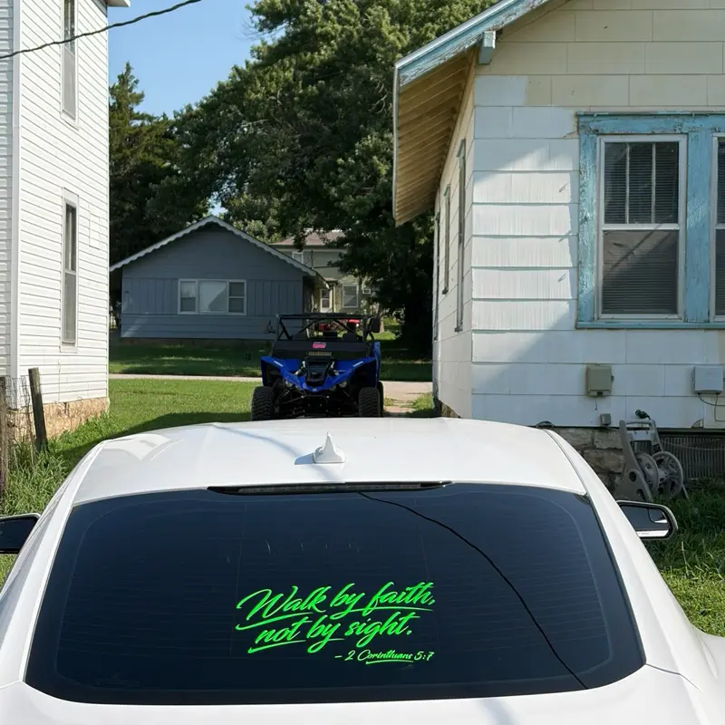 “Walk by faith, not by sight” window decal