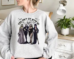 [Confort Color] You Cant Sit With Us Tee, Halloween Crewneck, Ghoul Gang Sweater, Spooky Women Sweater, Witches Shirt, Funny Halloween Tshirt