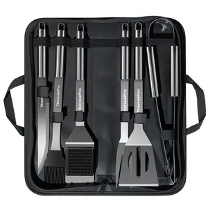 ThermoPro 6-Piece BBQ Tool Set | Heavy-Duty Grilling Kit for Home & Outdoor Cooking Stainless Steel Grilling Utensil Set Cast Iron Burger Press