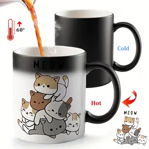 Cute Little Kitten Color Changing Mug, 11oz, Mug With Round Handle, Magical Ceramic Coffee Mug, Ideal Gift for Cat Lovers