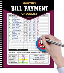 Bill Payment Tracker & Budget Planner Notebook – 4-Year / 48-Month Financial Organizer with 960 Records for Expense Tracking, Debt Payoff, Bank Accounts, Monthly Bill Checklist, Money Management for Families, Personal & Household Finance, Daily Planner
