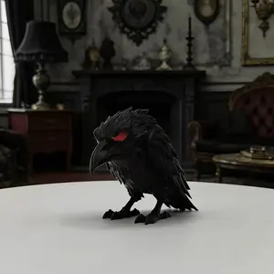 Dark Night Raven Statue Ornament, High Detail Texture Desk Decor, Elegant Home Office Shelf Piece, Unique Art Sculpture, Indoor Atmosphere Enhancer, Gothic Decor