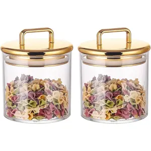 2 Pack 16 oz Small Storage Jar with Airtight Lid Bathroom Vanity Organizer Containers Ideal Decorative Canisters for Shells Bath Salt Cotton Swabs Cotton Ball