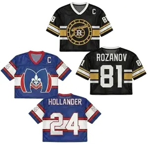 Rozanov #81 Mesh Crop Mesh Jersey, Hollander #24 Heated Rivalry Print Crop Jersey for Hockey Fans, Hollander and Rozanov Comfortable & Trendy Sportswear Gift for Women Her