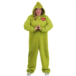 Plus Size Grinch Costume Onesie for Adults