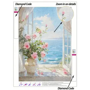 | 5D DIY Diamond Painting | Oil-Inspired Natural Scenery Diamond Art Set, Ocean-Facing Scenery, Rhinestones Full Mosaic Crafts Kit, Decorative. HD Art Diamond. Gift Diamond Painting, Concentrate And Calm Your Mood Through DIY