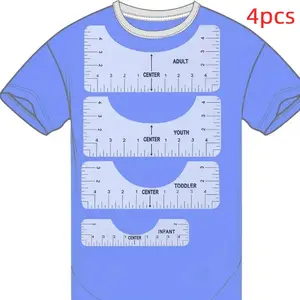 T-shirt Ruler Guide for Vinyl Alignment, 4 Counts T Shirt Rulers To Center Designs, Alignment Tool with Soft Tape Measure, Craft Sewing Supplies Accessories