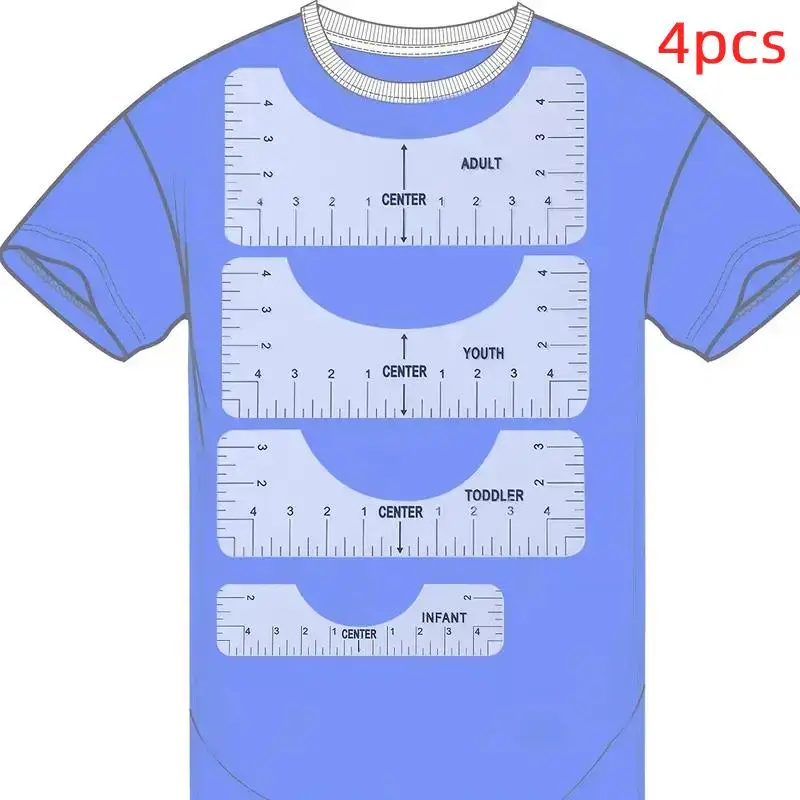 T-shirt Ruler Guide for Vinyl Alignment, 4 Counts T Shirt Rulers To Center Designs, Alignment Tool with Soft Tape Measure, Craft Sewing Supplies Acces