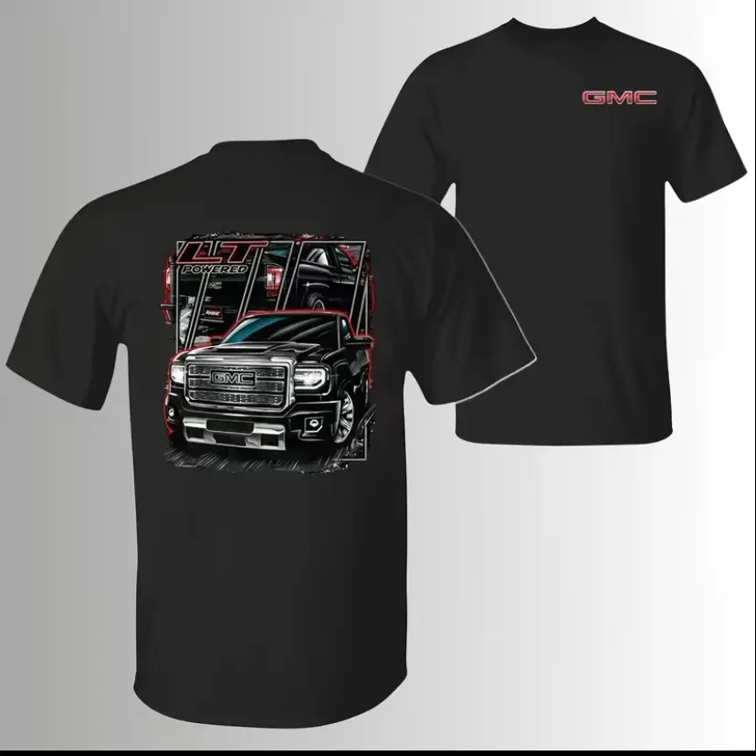 100% Cotton - LT Powered GMC Sierra Truck LT Engine Graphic T-Shirt Double Sided Automotive Streetwear Tee for Men ,t shirt for men graphic tee